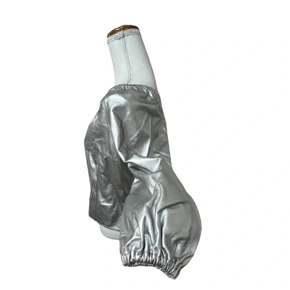 INC INTERNATIONAL CONCEPTS TOP WOMENS SIZE SMALL SILVER METALLIC ONE SHOULDER - Picture 7 of 16